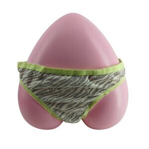 Victoria's Secret Thong Panties Neon Green Signature Waist Grey Tiger Womens L